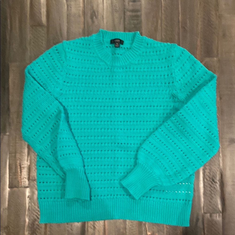 J. Crew Blue Crew Neck Sweater Textured Knit